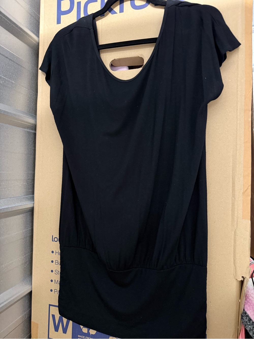 Ella Moss Black Short Sleeve Draped Back Tunic Top M